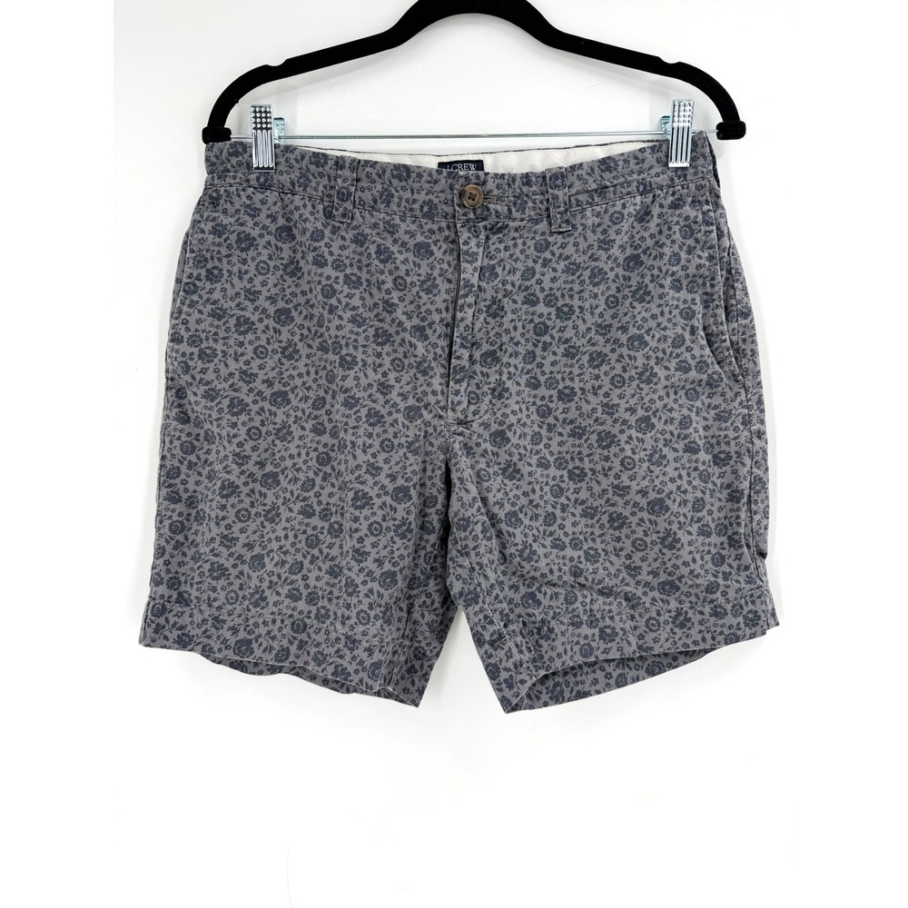 J.Crew Floral Shorts Womens 31 Grey Navy Cotton Reade Chino Cottagecore Coastal‎
